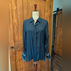 Reiss US6 UK10 Elegant Navy Blue Button-Up Blouse